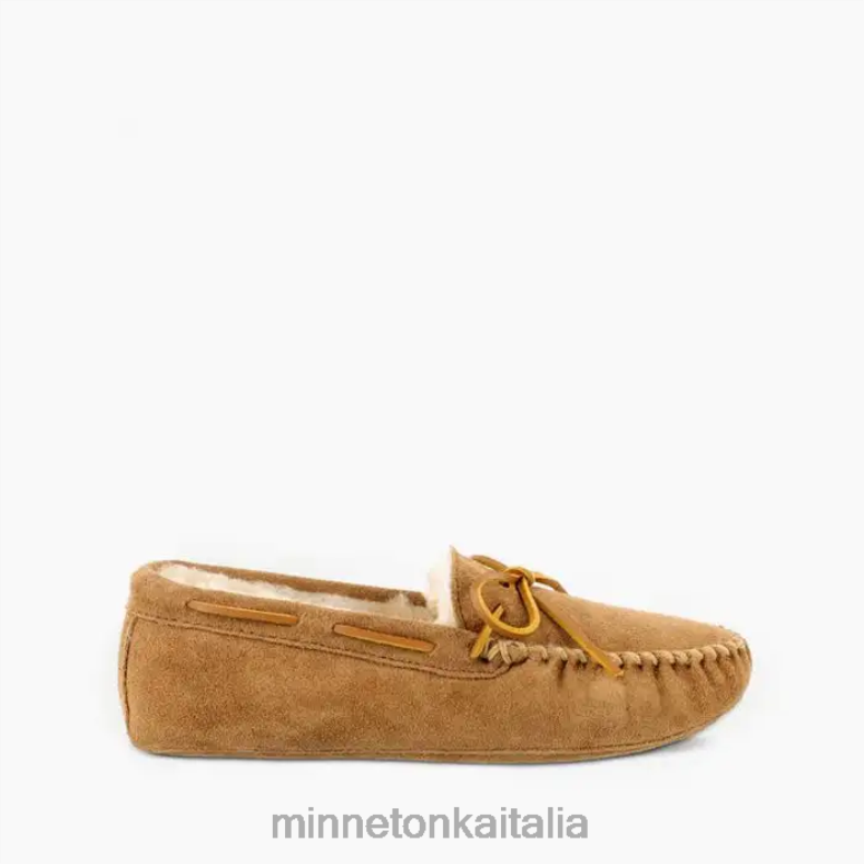 Minnetonka montone softsole moc uomini abbronzatura dorata calzature R864L404