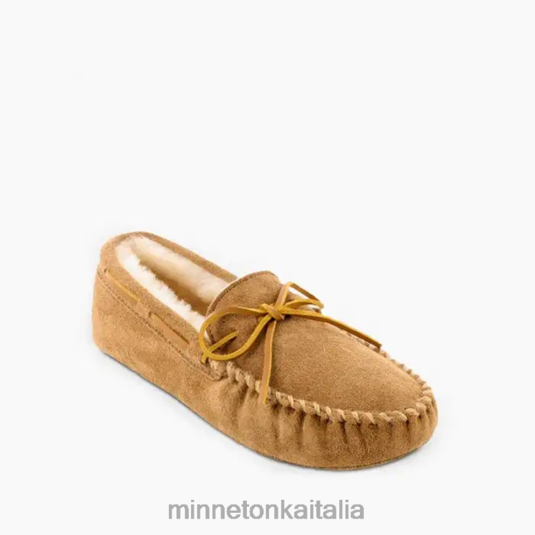 Minnetonka montone softsole moc uomini abbronzatura dorata calzature R864L404