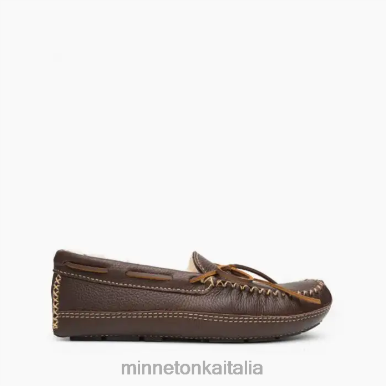 Minnetonka pantofola di pelle di pecora alce uomini cioccolato calzature R864L411