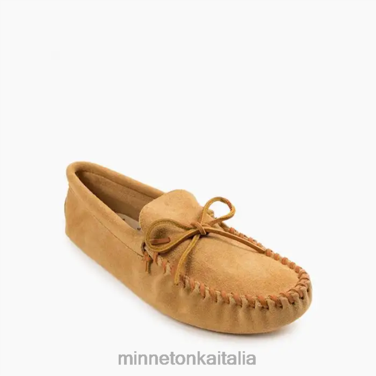 Minnetonka suola morbida allacciata in pelle uomini abbronzatura calzature R864L361