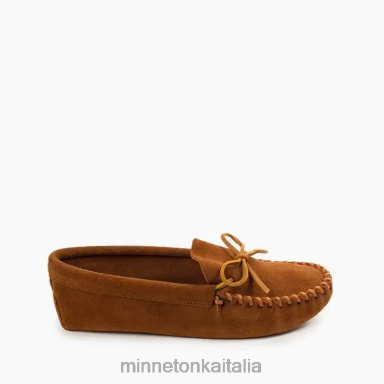 Minnetonka suola morbida allacciata in pelle uomini marrone calzature R864L360