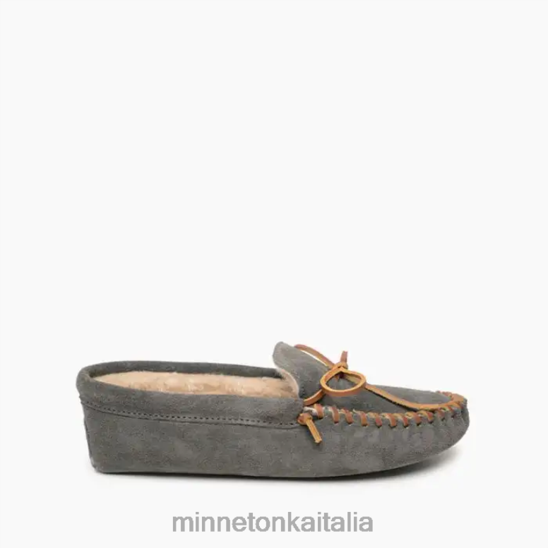 Minnetonka suola morbida foderata in pile uomini grigio calzature R864L413