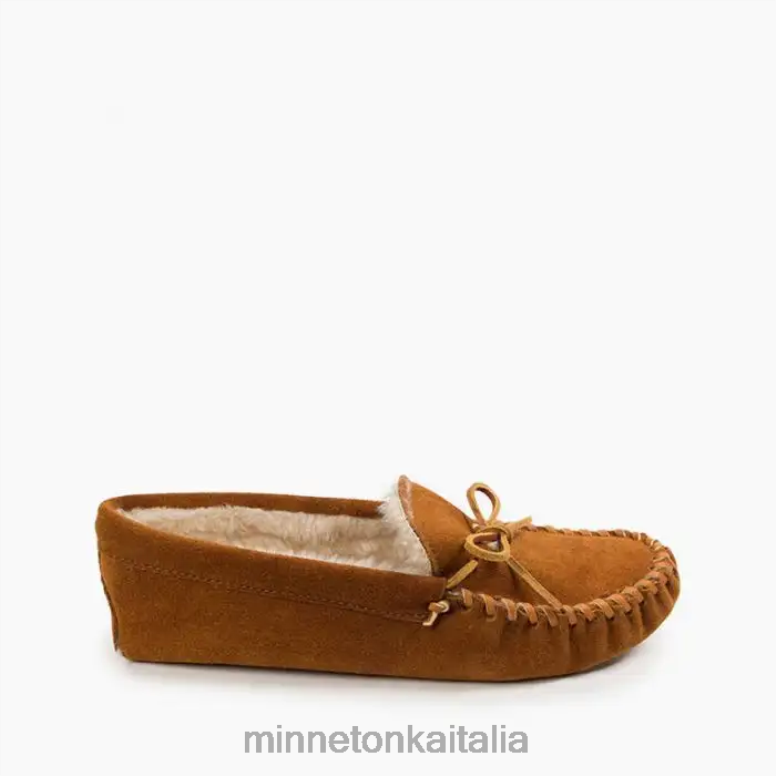 Minnetonka suola morbida foderata in pile uomini marrone calzature R864L412
