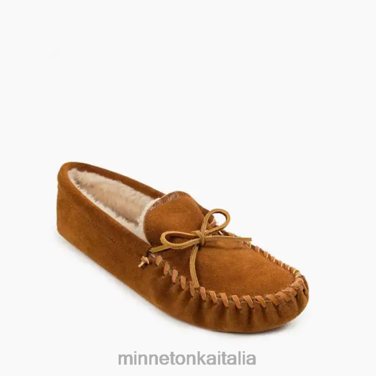 Minnetonka suola morbida foderata in pile uomini marrone calzature R864L412