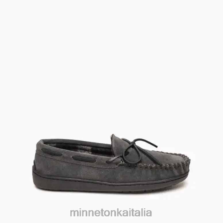 Minnetonka suola rigida foderata in plaid uomini carbone calzature R864L430