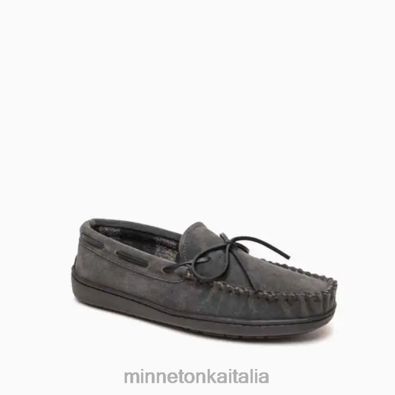 Minnetonka suola rigida foderata in plaid uomini carbone calzature R864L430