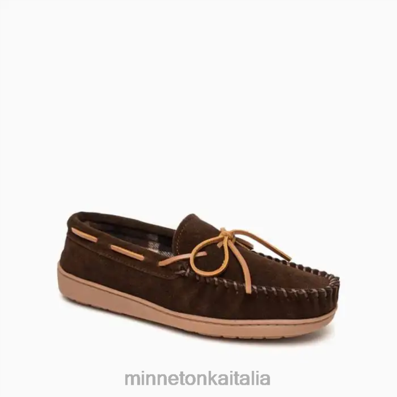 Minnetonka suola rigida foderata in plaid uomini cioccolato calzature R864L431
