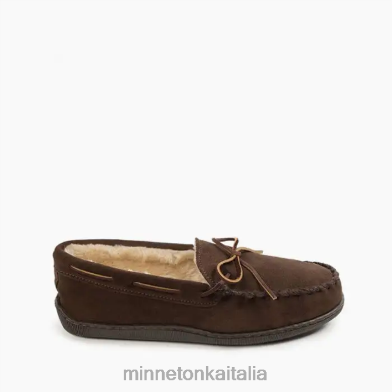 Minnetonka suola rigida rivestita in pile uomini cioccolato calzature R864L398