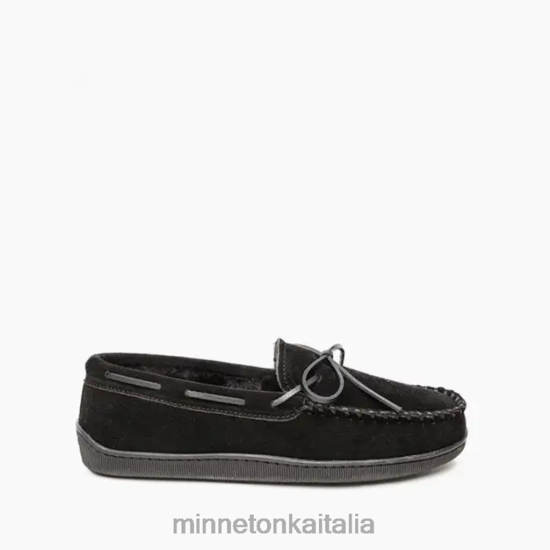 Minnetonka suola rigida rivestita in pile uomini nero calzature R864L395