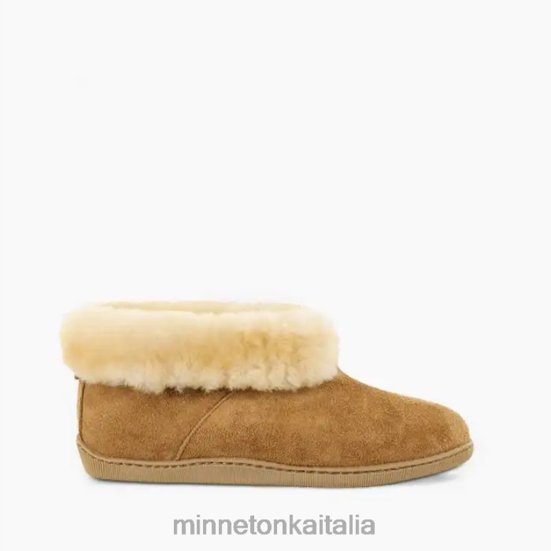 Minnetonka Stivaletto in pelle di pecora uomini abbronzatura dorata calzature R864L416