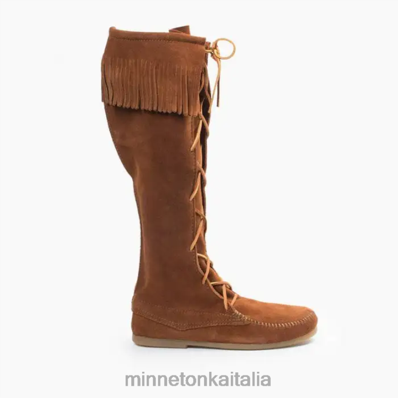 Minnetonka stivale alto al ginocchio in pizzo sul davanti uomini marrone calzature R864L441