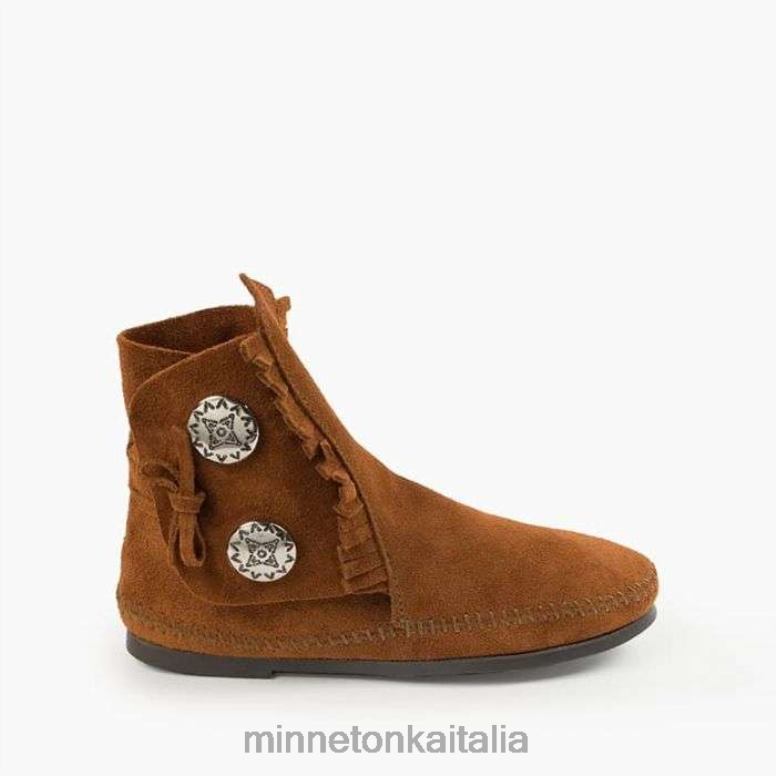 Minnetonka stivale rigido a due bottoni uomini marrone calzature R864L442