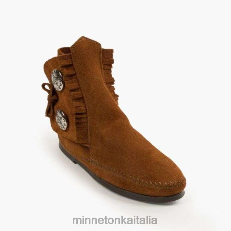 Minnetonka stivale rigido a due bottoni uomini marrone calzature R864L442