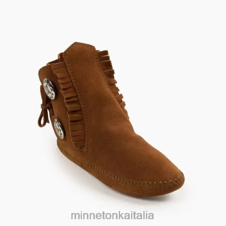 Minnetonka stivale softsole a due bottoni uomini marrone calzature R864L439